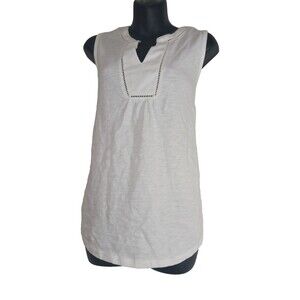 St John's Bay Women's Ladder Trim Tank Top Summer Short Sleeve White Size Xl